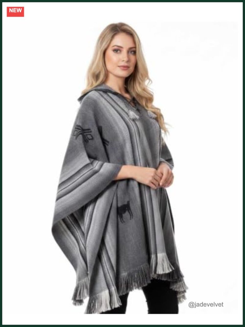 Alpaca Wool Hooded Poncho Cape Wrap Knitted Serape Women